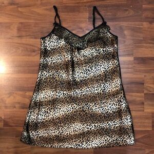 Leopard Satin Chemise Nightdress - Leopard Print